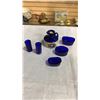 Image 15 : THOSE WERE THE DAYS QUEEN ANNE TEA SET, SILVER PLATE TRAY AND COLLECTABLES, COBALT GLASS CONDIMENT S