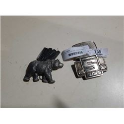 4 BELT BUCKLES, BEAR, TRANSFORMERS AND OTHERS