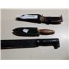 Image 3 : FULL TANG KNIFE, WOOD AND BRASS HILT KNIFE AND MACHETE