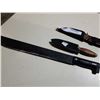 Image 4 : FULL TANG KNIFE, WOOD AND BRASS HILT KNIFE AND MACHETE