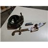 Image 1 : MILITARY BRASS BUTTONS, AMMO BELT, HARMONICA AND DECORATIVE SWORD