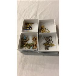 4 TRAYS OF PINS AND BROOCHES ETC