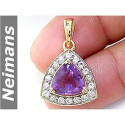 USGL Certified .75 ct Amethyst & Diamond Pendant 14kt