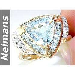 Antique 3.00 ct Aquamarine & Diamond Ring 14k Gold CERT