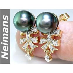 Antique 1.25 ct Green Sapphire & Blue Diamond Ring 14kt