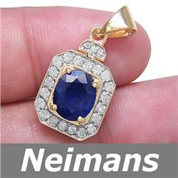 Men's 2.50 ct Sapphire Gents Ring 14kt Gold USGL CERT