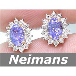 2.25 ct Blue Topaz & Diamond Earrings 14kt Gold