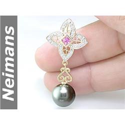 Antique 7.50 ct Amethyst & Sapphire Pendant 14kt Gold