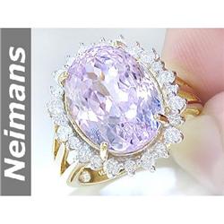 USGL Certified 6.50 ct Pink Amethyst & Diamond Ring 14k