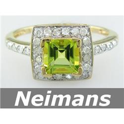 Antique 1.50 ct Apatite & Diamond Ring 14kt Gold RARE