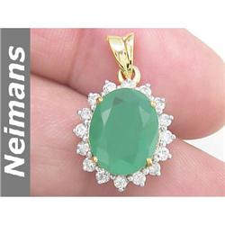 Certified .75 ct Green Sapphire & VS Diamond Ring 14kt