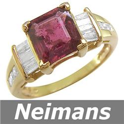 Certified 3.25 ct Pink Tourmaline & Diamond Ring 14kt