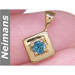Certified .25 ct Blue Diamond Pendant 14kt Gold