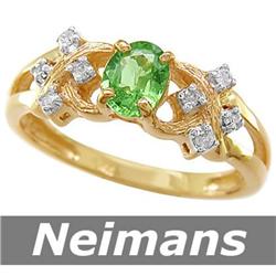 Antique 1.00 ct Tsavorite & Diamond Ring 14kt Gold CERT
