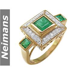 Antique 3.25 ct Certified Emerald & Diamond Ring 14kt