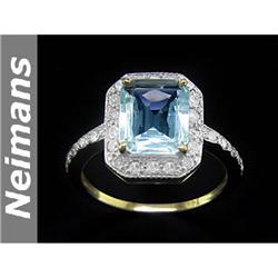 Rare Gem 3.50 ct Certified Aquamarine & VS Diamond Ring