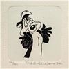 Image 2 : "Pepe le Pew" Framed Limited Edition Etching with Hand-Tinted Color and Numbered.