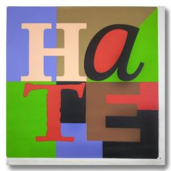 Steve Kaufman (1960-2010), "HATE" Hand Signed and Numbered Limited Edition Hand Pulled silkscreen mi