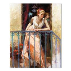 Pino (1939-2010), "At the Balcony" Artist Embellished Limited Edition on Canvas (30" x 40"), PP Numb