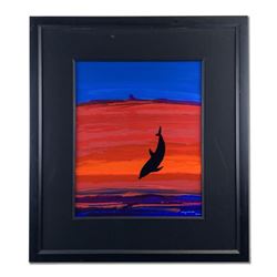 Wyland, "Leap of Faith" Hand Signed Original Painting on Board with Certificate of Authenticity.
