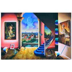 Ferjo, "Moonlight Over the City" Original Painting on Canvas, Hand Signed with Letter of Authenticit