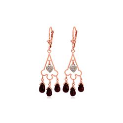 Genuine 6.33 ctw Garnet & Diamond Earrings 14KT Rose Gold - REF-52T3A