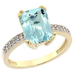 3.70 CTW Aquamarine & Diamond Ring 14K Yellow Gold - REF-59N2Y