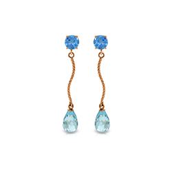 Genuine 4.3 ctw Blue Topaz Earrings 14KT Rose Gold - REF-23X5M