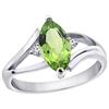 Image 1 : 1.14 CTW Peridot & Diamond Ring 14K White Gold - REF-31F3N