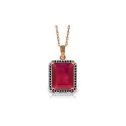 Genuine 7.45 ctw Ruby & Black Diamond Necklace 14KT Rose Gold - REF-105W5Y