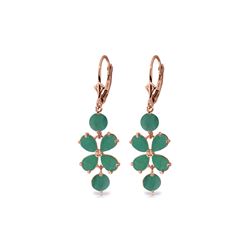 Genuine 5.32 ctw Emerald Earrings 14KT Rose Gold - REF-70V4W