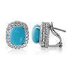 Image 1 : Natural 5.90 CTW Turquoise & Diamond Earrings 14K White Gold - REF-94Y5N