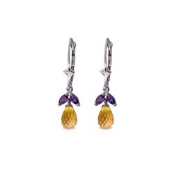 Genuine 3.4 ctw Citrine & Amethyst Earrings 14KT White Gold - REF-26P6H