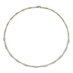 Natural 3.40 CTW Diamond Necklace 18K Two Tone Yellow Gold - REF-399Y6N