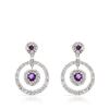 Image 1 : Natural 1 CTW Amethyst & Diamond Earrings 14K White Gold - REF-71H3W