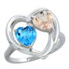 Image 1 : 1.91 CTW Diamond, Swiss Blue Topaz & Morganite Ring 14K White Gold - REF-36N6Y