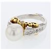 Image 1 : Natural 10.44 CTW Pearl & Diamond Ring 18K Two Tone Yellow Gold - REF-204T3X