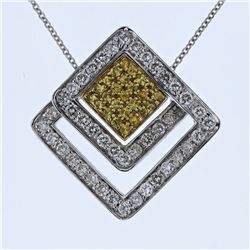 Natural 1.43 CTW Tsavorite & Diamond Necklace 14K Two Tone Yellow Gold - REF-108N2Y