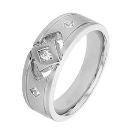 Natural 0.31 CTW Princess Diamond Ring 14K White Gold - REF-158T4X