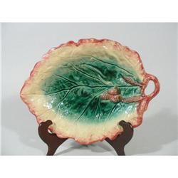 Majolica Begonia Leaf Platter with Acorns, Late#1324782