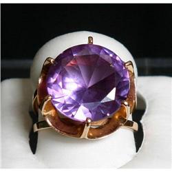 Estate Round Amethyst Rose Gold Ring Vintage #1324987