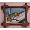 Image 1 : Oil on wood board of birds on a snowy tree #1340366