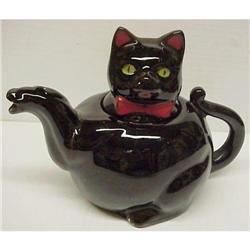 ANTIQUE FIGURAL HALLOWEEN BLACK CAT TEAPOT #1340414