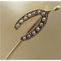 VICTORIAN 14k  GOLD STICK PIN - HORSE SHOE #1340415