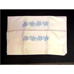 Pair Embroidered Pillowcases BLUE ROSES #1340429