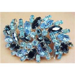 LARGE 2 TONE BLUE RHINESTONE BROOCH #1340459