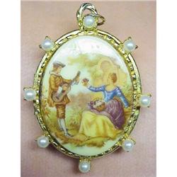 LOVELY PORCELAIN ROMANTIC PENDANT - LOCKET #1340460