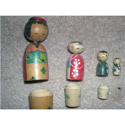 Early Japan Stack Nesting  Wooden Dolls Female #1340501