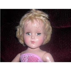 R & B marked 17" hard plastic strung doll #1340534