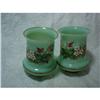 Image 1 : Two Turquoise Hand Painted Sconce Glasses #1340587